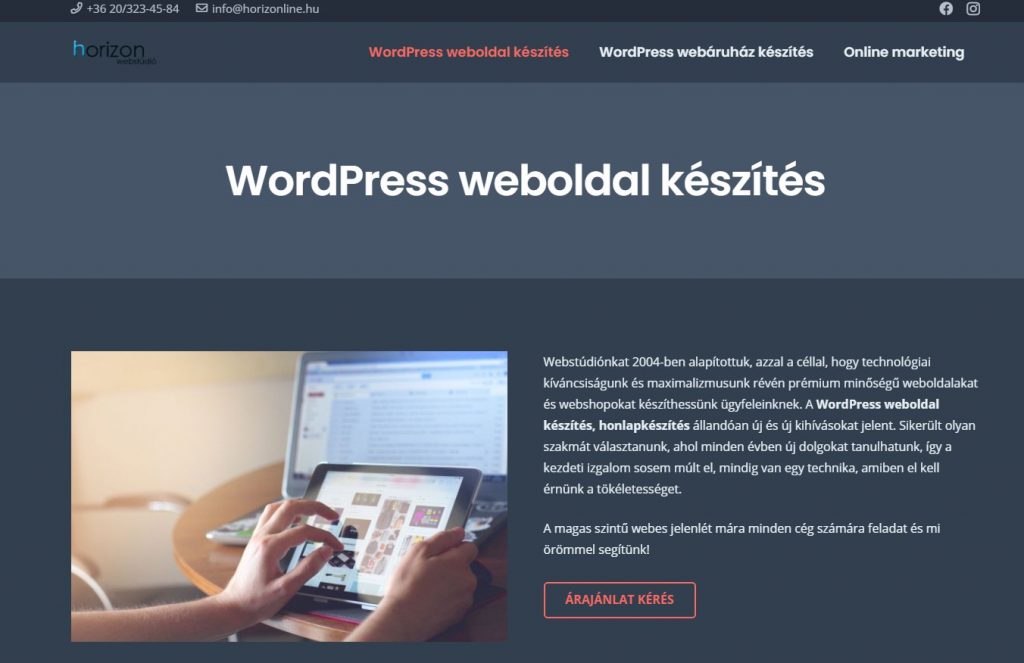 Népszerű WordPress weboldal készítés
